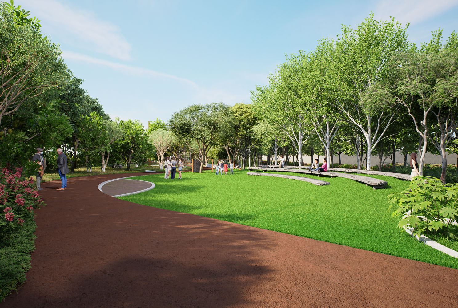 Community garden with seating